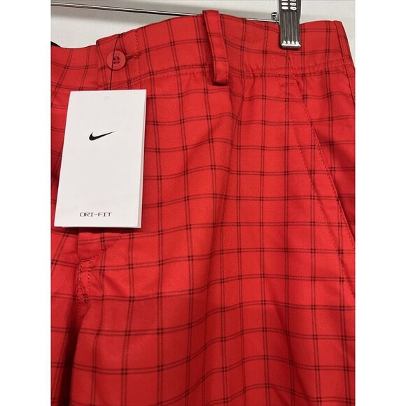 NEW NWT NIKE Dri-fit Plaid Golf Shorts In University Red/university Red Sz 30 - Picture 4 of 7